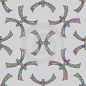 Pisces zodiac sign seamless pattern. Horoscope magic symbol background. Hand drawn astrological colorful texture for wallpa