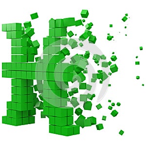 Pisces zodiac sign shaped data block. version with green cubes. 3d pixel style vector illustration