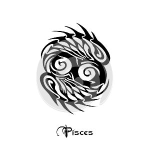 Pisces Zodiac Sign tattoo style