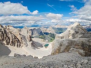 Pisciadu via ferrata of the Sella group near Piz Boe