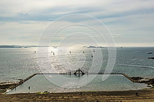 Piscine de Bon Secours, Saint-Malo swimming pool along the coastline, Brittany, France photo