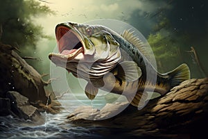 Piscine Mouthbass fish. Generate ai