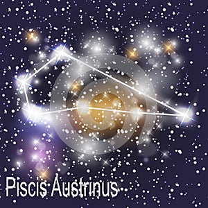 Piscis Austrinus Constellation with Beautiful Bright Stars on the Background of Cosmic Sky Vector Illustration photo