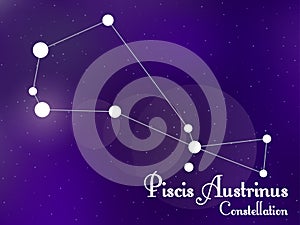 Piscis Austrinus constellation. Starry night sky. Cluster of stars, galaxy. Deep space. Vector illustration photo