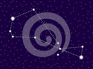 Piscis Austrinus constellation. Starry night sky. Zodiac sign. Cluster of stars and galaxies. Deep space. Vector photo