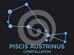 Piscis Austrinus constellation. Stars in the night sky. Cluster of stars and galaxies. Constellation of blue on a black background photo