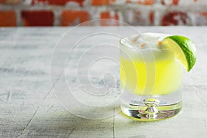 Pisco Sour Cocktail in Glass with Lime photo