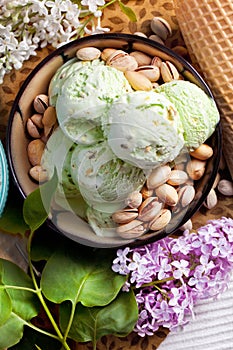 Pistachio ice cream photo