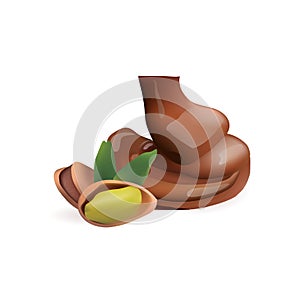 Pistachio with liquid chocolate