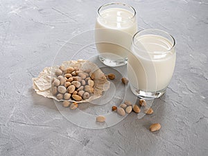 Pistachio milk in a glass.