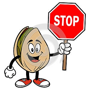 Pistachio Nut with a Stop Sign