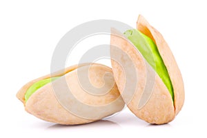 Pistachio nuts isolated on white background close up