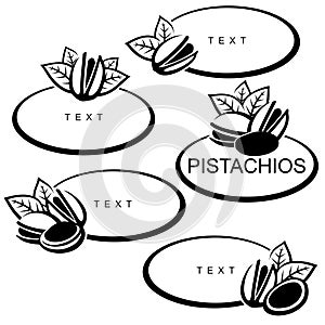 Pistachio nuts set. Collection pistachio nuts icons. Vector