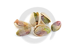 Pistachio nuts in shell isolated on white background