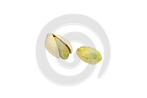 Pistachio nuts on white