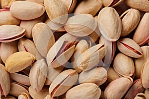 Pistachio seeds in top view