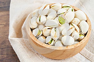 Pistachio in shell nuts in bowl