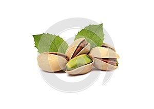 Pistachios and leafs photo
