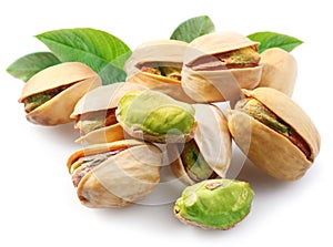 Pistachios with leaves on.
