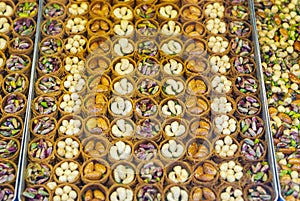 Pistacia sweets in round shapes photo