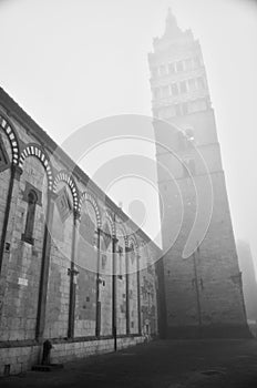 Pistoia cathedral in the fog