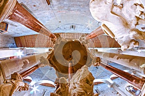 Pistoia, Tuscany, Italy fisheye view of Pisano pulpit, seen from below photo