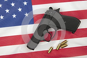 Pistol on american Flag