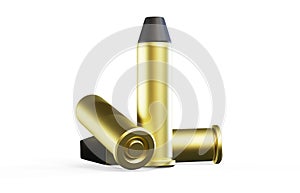 Pistol bullets, 3D rendering isolated on white background