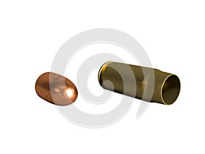 Pistol cartridge 7.62x23 mm, Russian and Soviet army, isolated. 3d rendering