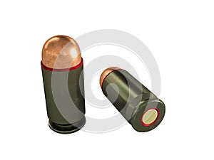 Pistol cartridge 9x19 mm, Russian and Soviet army, isolated,3d illustration