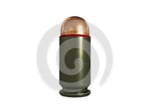 Pistol cartridge 9x19 mm, Russian and Soviet army, isolated,3d illustration