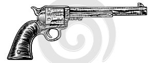 Pistol Gun Vintage Retro Woodcut Style