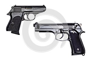 Pistol guns on white background