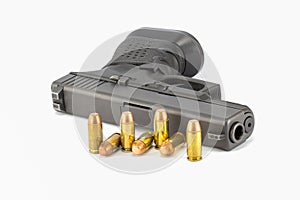 Pistol hand gun isolated on white Stack Image