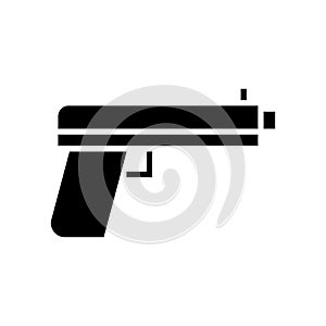 Pistol icon, full black. Vector illustration, suitable for content design