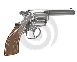 Pistol revolver in isolate on white background. Vector illustration.