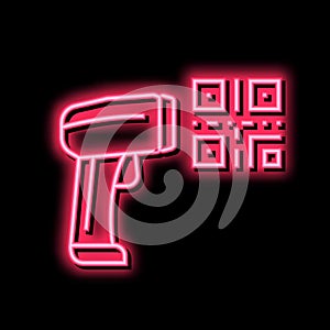 pistol for scanning bar code neon glow icon illustration