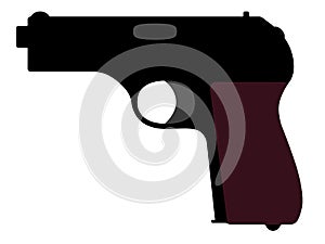 Pistol from the Second World War. Silhouette Vector Illustration