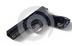 pistol on white background. 3D render