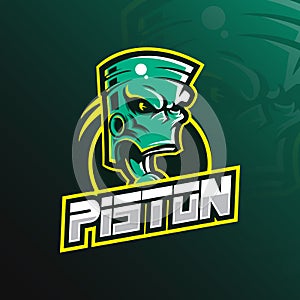 Piston mascot logo design vector with modern illustration concept style for badge, emblem and tshirt printing. green piston
