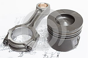 Pistons and connecting rods lie