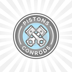 Pistons and conrods icon. Motorcar parts sign. Vehicle service symbol