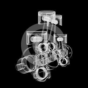 Pistons and crankshaft X-Ray style