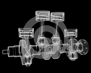 Pistons and crankshaft X-Ray style