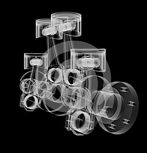 Pistons and crankshaft X-Ray style