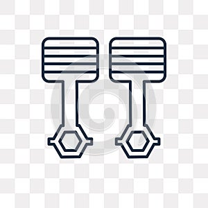 Pistons cross vector icon isolated on transparent background, li