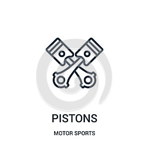 pistons icon vector from motor sports collection. Thin line pistons outline icon vector illustration. Linear symbol