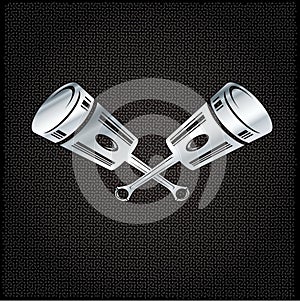 pistons on metal background