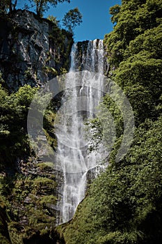 Pistyll Rhaeadr waterfall .