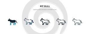Pit bull icon in different style vector illustration. two colored and black pit bull vector icons designed in filled, outline,